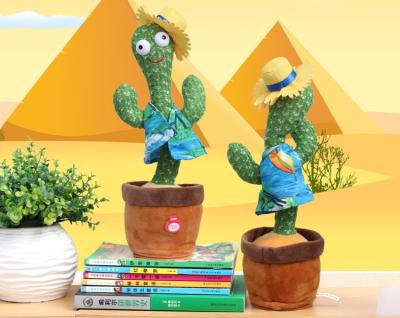 China Electronic Plush Cactus Stuffed Cactus Toy With Hat Singing Cactus Toys Music Dancing Talking Toys for sale