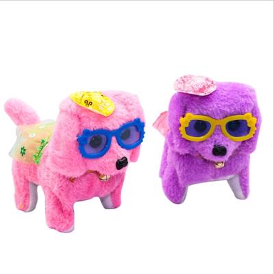 China Cute Hot Sale Electronic Light Plush Music Fun Animal Dancing Dog Toy Walking Barking Plush Dog for sale