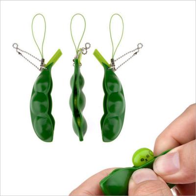 China Funny Toy Squeeze Edamame Push Noise Key Chain Pea Pop Kids Edamame Toys Beans Stir Toy Key Chain for sale