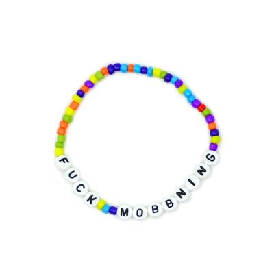 China Wholesale BOHEMIA Custom Handmade Fashion DIY Glass Seed Beads Letter Friendship Elastic Bracelet for sale