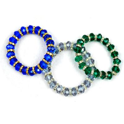 China Wholesale CLASSIC Handmade Green 8mm Blue Crystal Beads Elastic Bracelets For Women for sale