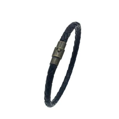 China Hot Sale CLASSIC Classic Cow Leather Alloy Wristband Man Couples Magnetic Bracelets for sale