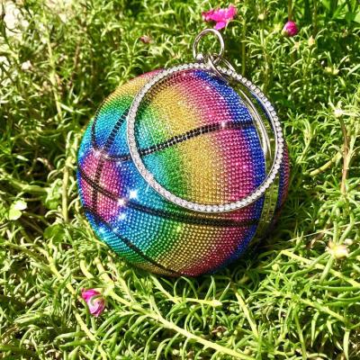 China Fashion Diamond Clutch Rainbow Basketball Purse Crystal Rhinestone Bling Basketball Bags for sale