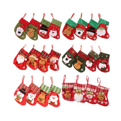 China Christmas tree pendants in stock mini small lovely stockings cheap Christmas stocking funny 3d socks for sale