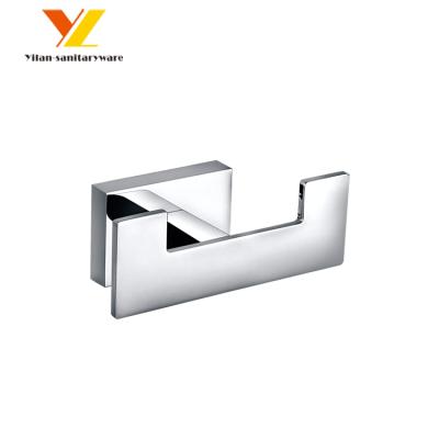 China Double Hook Hotel Viable Chrome Robe Hook Towel Wall Hanging Coat Hook For Bathroom for sale