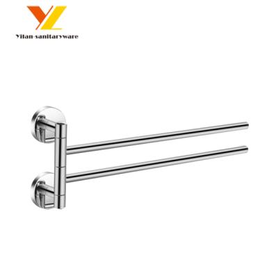 China Heater Bathroom Chrome Brass Double Towel Racks Swing Arm Kitchen Towel Rack for sale