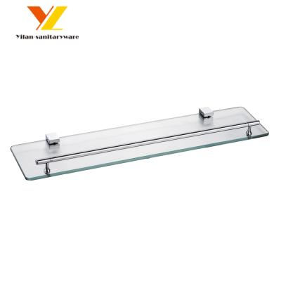 China With Mount Modern Bathroom Wall Rack Storage Safety Rod Wall Glass Shelf for sale