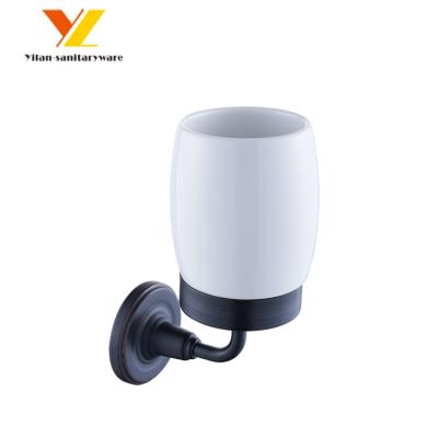 China New Design Sustainable Black Tumbler Holder Wall Mount Ceramic Toothbrush Holder for sale