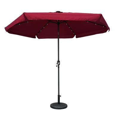 China Sun Wind Rain Proof 10ft Outdoor Garden Patio Led Lights Parasol Aluminum Umbrella With USB Charging Market Umbrella for sale