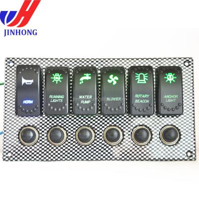 China Electronic Distribution Waterproof Marine DC 12V/Marine/Jeep/Boat Yacht Boat RV Lased 6 Gang Led Lamp Switch Panel for sale