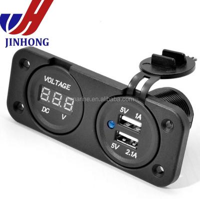 China 2016 ABS 12v Panel Mount Voltmeter With Dual USB Socket for sale