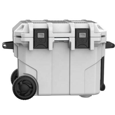 China Camping Top Cooler Chest Cooler Box Portable Ice Supplier 45qt 50qt Cooler Chest With Wheels Table 439*294*366 mm for sale