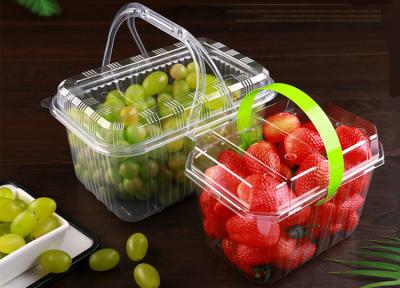 China Caja portátil de la fruta 2 kilogramos uva disponible de la fresa de 3 cajas plásticas del kilogramo de la cesta transparente de la cosecha con la manija en venta