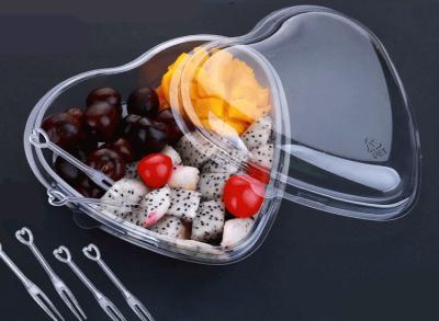 Chine boîte jetable à fraise du fruit 400g de conteneur de conditionnement en plastique de boîte transparente claire en forme de coeur à salade de fruits à vendre