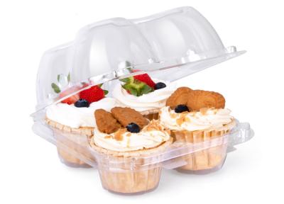 China Transparent Disposable Muffin Cupcake Box Plastic Thickened Blister Containers 4PCS for sale