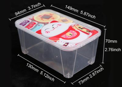 China 660ml Plastic Rectangular Candy Box IML Printing Salad Dessert Box for sale