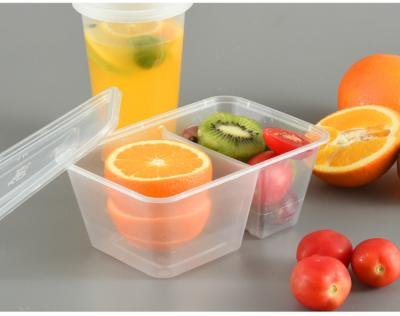 China 500ml 650ml 750ml 1000ml two-compartment takeaway 1000ml PP Disposable Food Trays With Compartments for sale