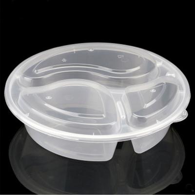 China Round 1000ml 3 Compartment Food Tray , Plastic Takeaway Food Boxes for sale