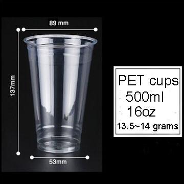 China Eco Friendly 500ml 16 Oz PET Cup / PET Clear Cups 90 Upper Diameter for sale