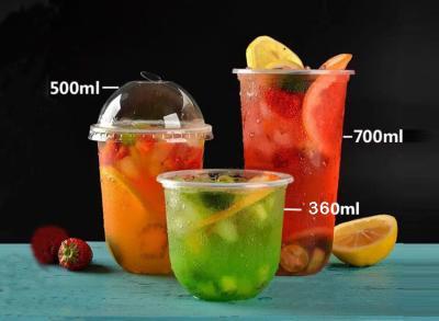 China 95mm Diameter Lovely U-shape Disposable Smoothie Cups 360ml 500ml 700ml PP Material for sale