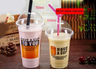 China 700ml 22 Oz Plastic Disposable Smoothie Cups With Lids And Straw Hole for sale