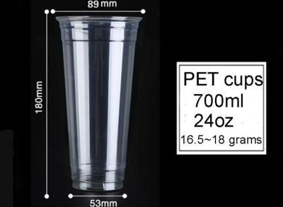 China Ice Coffee Juice Disposable PET Cup 10oz 12oz 14oz 16oz 20oz 24oz 90 Diameter for sale