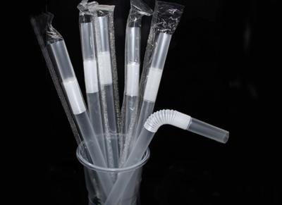 China Bigger Flexible Disposable Plastic Drinking Straws Eco Friendly 12X260mm for sale