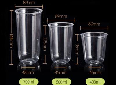 China U Style Disposable PET Cup For Milk Tea Shop 400ml 500ml 700ml Unbreakable for sale