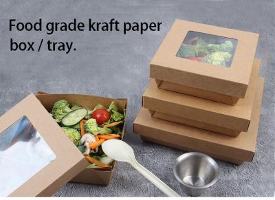 China Recyclable Takeaway Salad Boxes , Rectangular Fast Food Paper Box No Leakage for sale