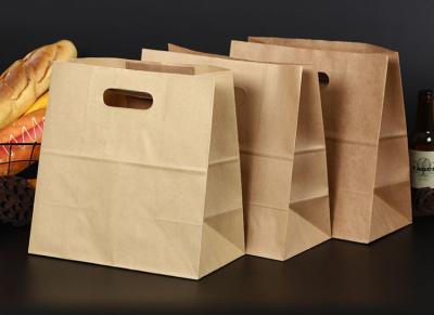 China Recycle Perforatedbrown Kraft Paper Bags , Takeaway Paper Bags With Printing Logo for sale