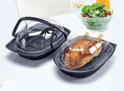 China Take Away Microwavable Food Containers , Roasted Chicken Disposable Plastic Box With Handle for sale