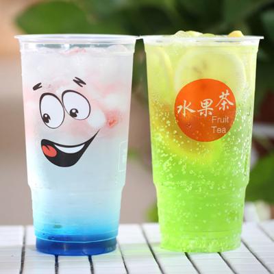 China Big 1000ml Disposable Plastic Cups For Coca Cola With Cap And Tray Unbreakable for sale