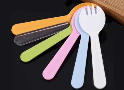 China 115mm Disposable spoon separate packaging plastic fork spoon for cake dessert fruit for sale