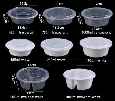 China American Style Thicker Round Plastic Containers 2 Compartment Tray For Food takeaway PP material for sale