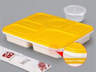 Chine plats à emporter pp de plateaux en plastique sûrs Bourreur-évidents de 6-Compartment avec le couvercle pour le prêt-à-manger à vendre