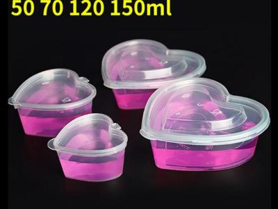 China Disposable sauce cups plastic pepper soy sauce vinegar takeaway bento heart-shaped one-piece Cups For jelly pudding for sale