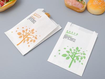 China Sharp-bottomed Snack food bag Custom size logo printng French fries bags Hamburger bun grease proof takeaway doggie bag for sale