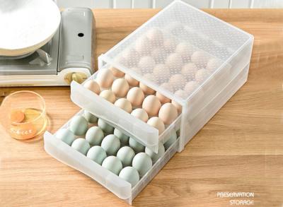 China Double Layers Plastic Refrigerator Eggs Storage Box Rectangular for sale