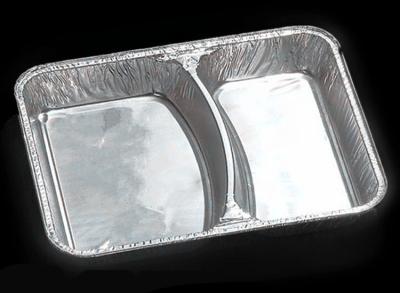 China 2 Compartment Aluminum Foil Trays Disposable Dining Containers for sale