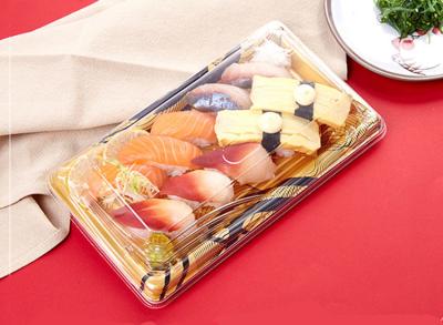 China Rectangle Plastic Sashimi Disposable Sushi Trays Printed for sale