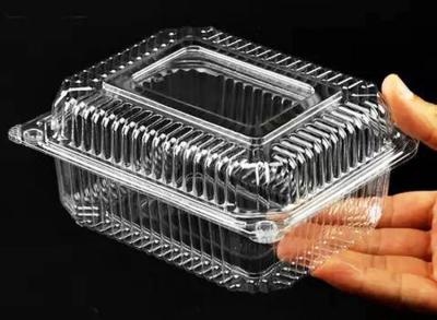 China Transparent PET Disposable Fruit Box Rectangle Clear Lid Plastic Cake Trays for sale