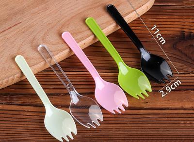 China Length 11cm Disposable Plastic Fork PS Material Disposable Cutlery For Cake for sale