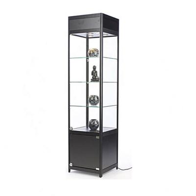 China Showroom Modern Frameless Wooden Handbags Glass Display Cabinet With Sliding Glass Door for sale