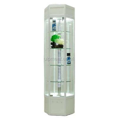 China Exhibition Display Revolving Display Showcase With Glass Adjustable Shelf for sale