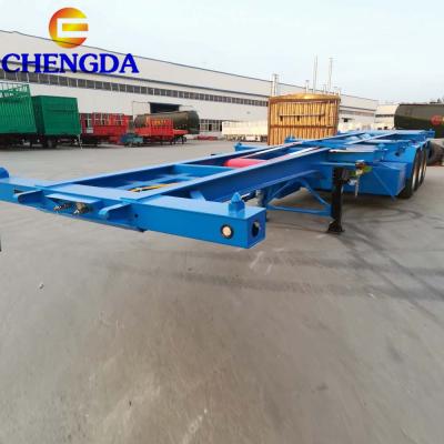 China Tri Truck Trailer Frame Axles 60 Ton Chassis Skeleton Container Semi Lowboy Trailers for sale