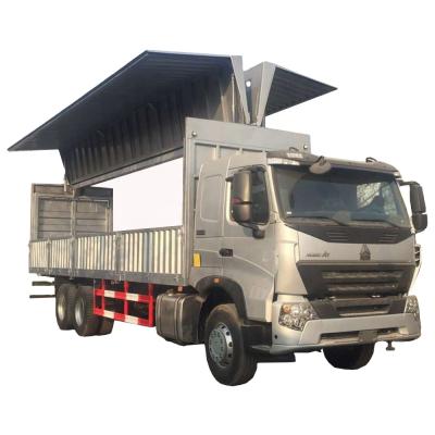 China 20 Ton 10 Wheeler Open Wing Van Tipper Body Ice Cream Van Car Truck 9800x2496x3630mm for sale