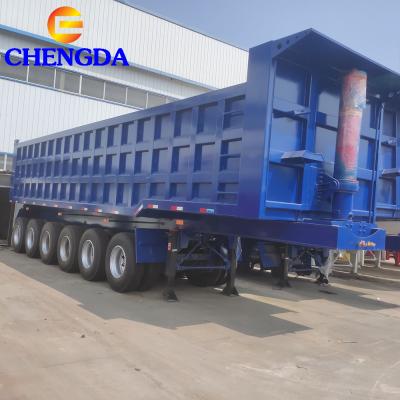 China 6 Axle 100 Ton Sand Transport Tipping Dumper DumpTruck Tipper Semi Trailer Heavy Duty Truck Trailer China for sale