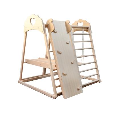 China Sensory Integration Cpc Training Equipment Kids Wooden Climber Swing Slide Game Set Indoor Jungle Gym Toy Climbing Playground Toys For Toddler Kids for sale