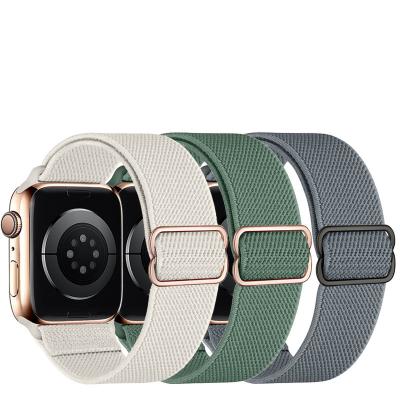 China Adjustable Elastic Fabric Apple Watch Band IWatch Woven Nylon Strap With Buckle For New Apple Watch Band for sale