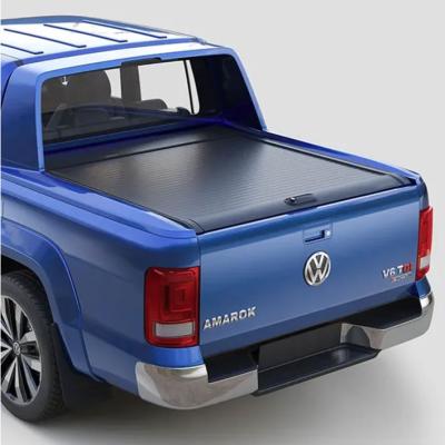 China Tailbox Best Selling Size Pickup Truck Roller Flap Cover Manual Tailored Lid For VW Amarok With Lead Lock Matte Black Color for sale